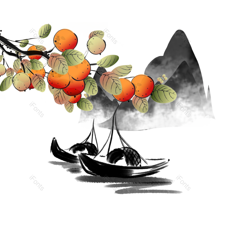 装饰图片,水墨元素,中国风PNG,树枝免抠素材